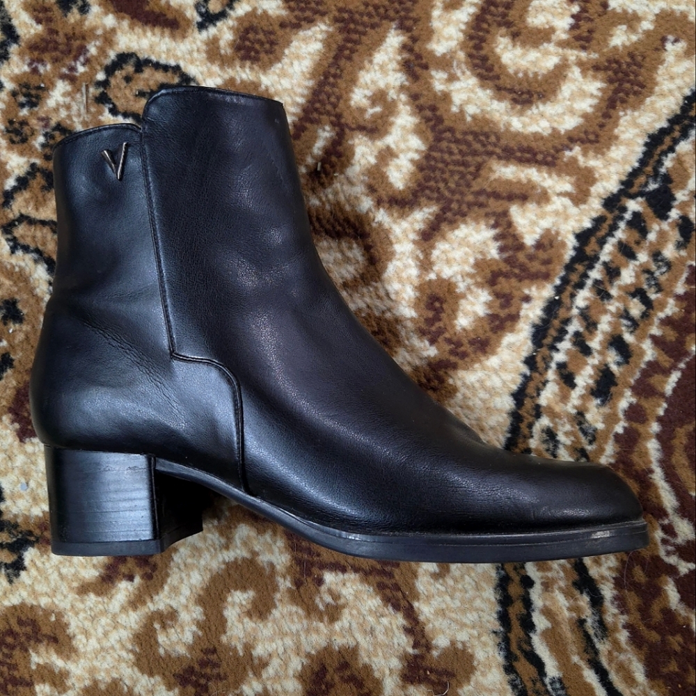 Vintage 90s Booties Y2K Witch Winter Gogo Boots Chunky Heel Faux Leather Lavalle